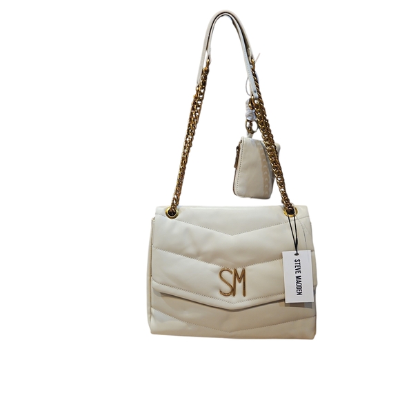 Steve Madden Bparker Oatmilk Cream Quilted Shoulder Bag With Change Wallet - Picture 5 of 15